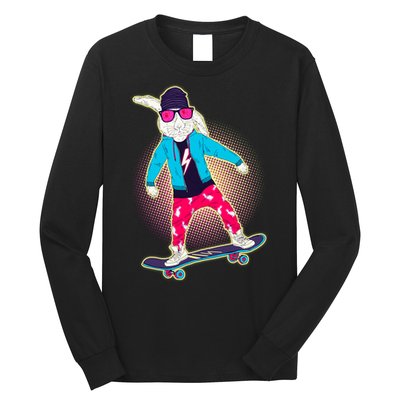 Funny Cool Skateboarding Easter Bunny Rabbit Long Sleeve Shirt