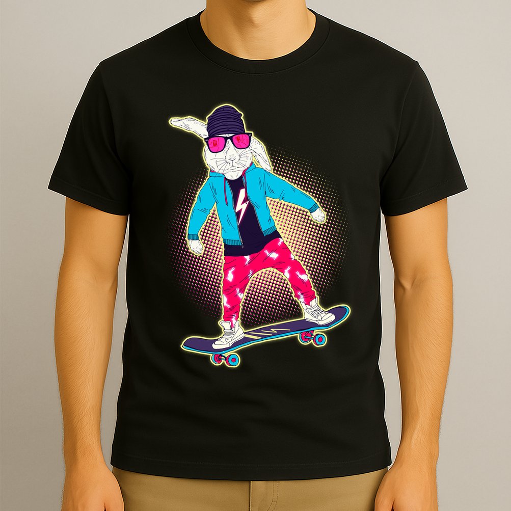 Funny Cool Skateboarding Easter Bunny Rabbit T-Shirt