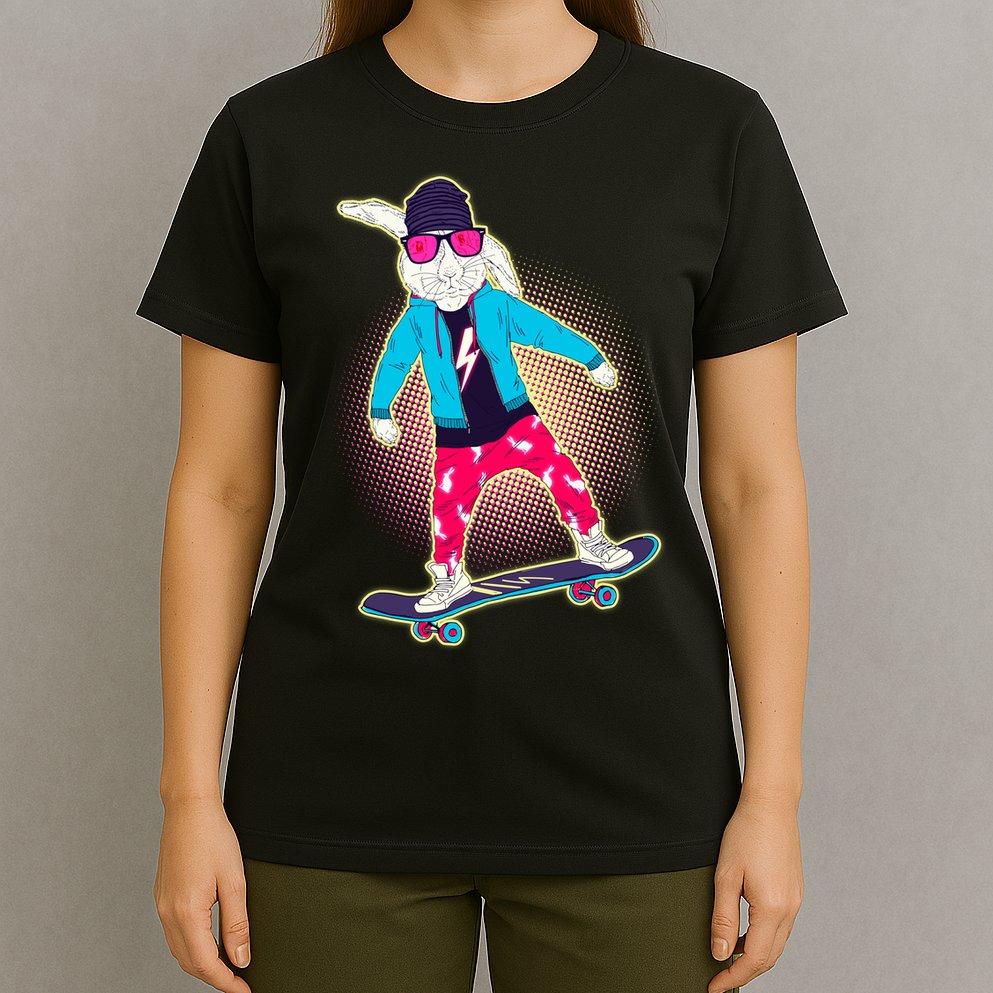 Funny Cool Skateboarding Easter Bunny Rabbit T-Shirt