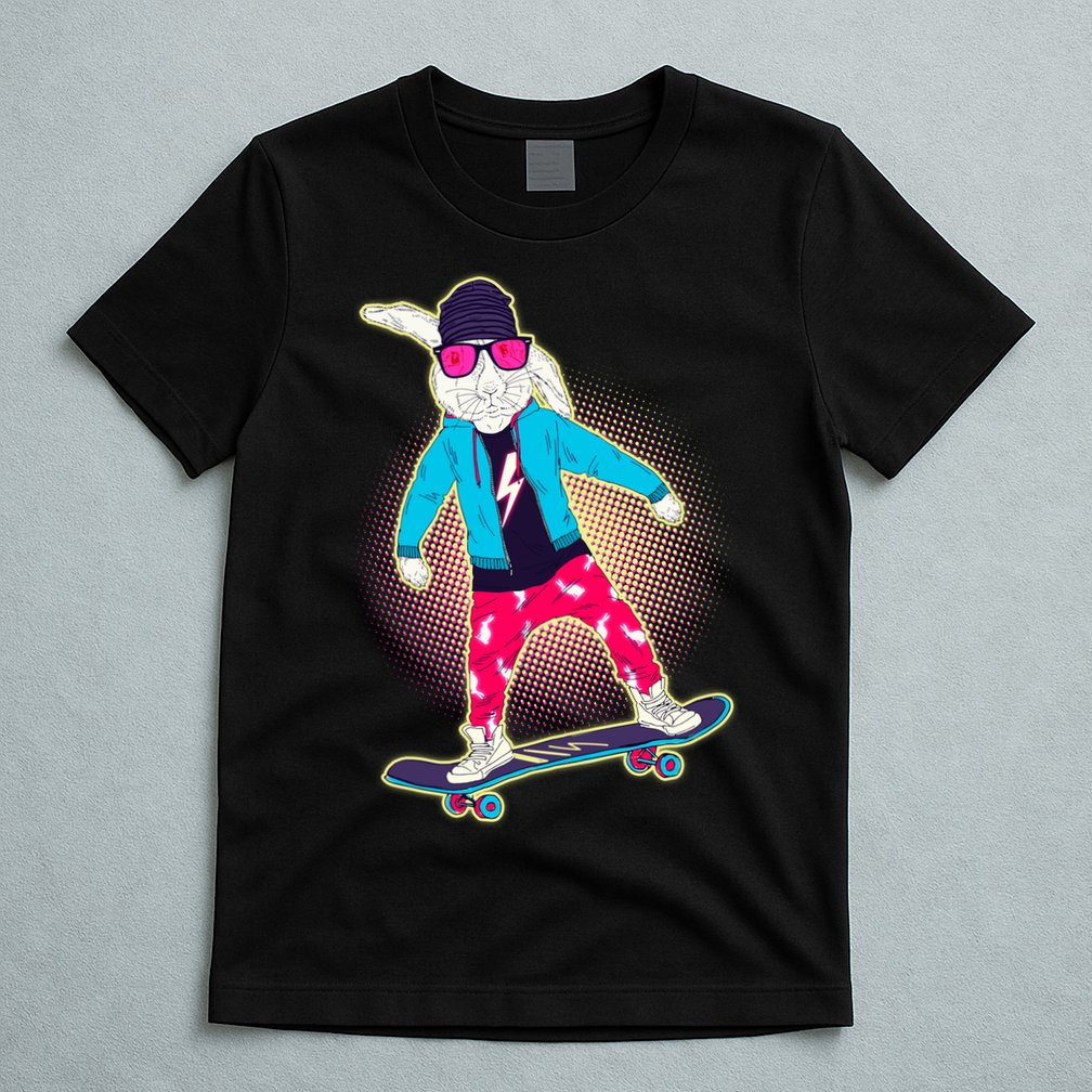 Funny Cool Skateboarding Easter Bunny Rabbit T-Shirt