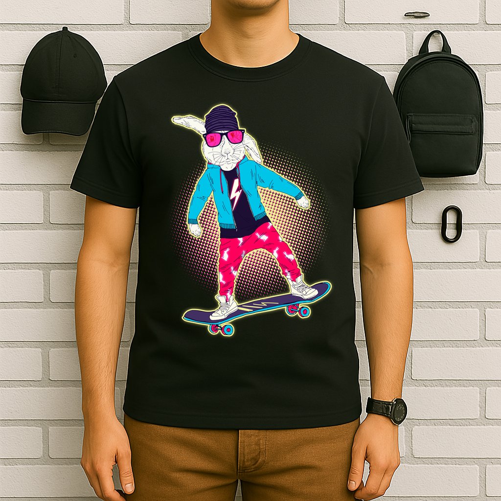 Funny Cool Skateboarding Easter Bunny Rabbit T-Shirt