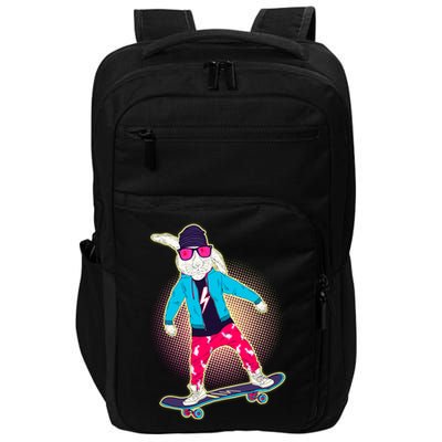 Funny Cool Skateboarding Easter Bunny Rabbit Impact Tech Backpack
