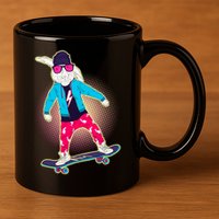 Funny Cool Skateboarding Easter Bunny Rabbit 11oz C Handle Ceramic Mug