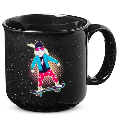 Funny Cool Skateboarding Easter Bunny Rabbit 15oz Campfire Ceramic Mug