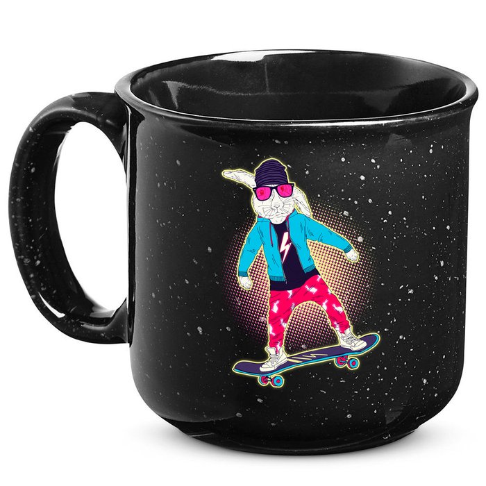 Funny Cool Skateboarding Easter Bunny Rabbit 15oz Campfire Ceramic Mug