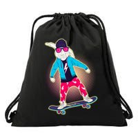Funny Cool Skateboarding Easter Bunny Rabbit Drawstring Bag
