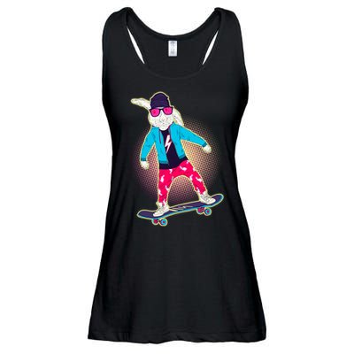 Funny Cool Skateboarding Easter Bunny Rabbit Ladies Essential Flowy Tank