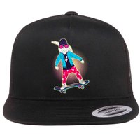 Funny Cool Skateboarding Easter Bunny Rabbit Flatbill Hat