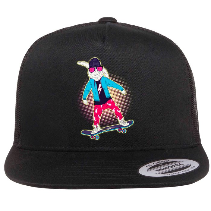 Funny Cool Skateboarding Easter Bunny Rabbit Flatbill Hat