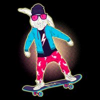 Funny Cool Skateboarding Easter Bunny Rabbit Flatbill Hat