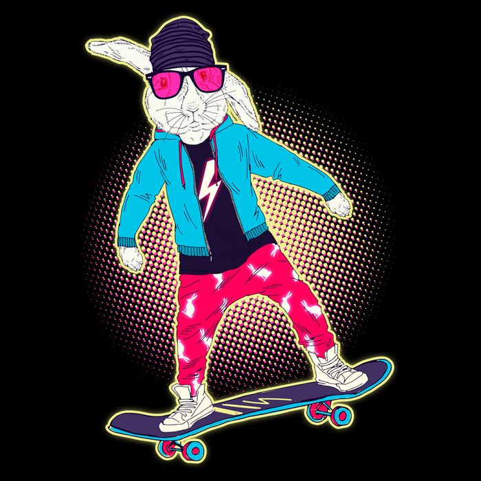 Funny Cool Skateboarding Easter Bunny Rabbit Flatbill Hat