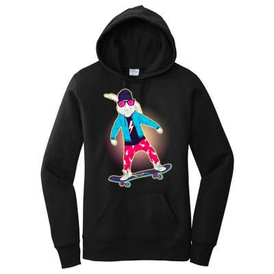 Funny Cool Skateboarding Easter Bunny Rabbit Women's Pullover Hoodie