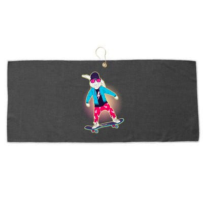 Funny Cool Skateboarding Easter Bunny Rabbit Large Microfiber Waffle Golf Towel