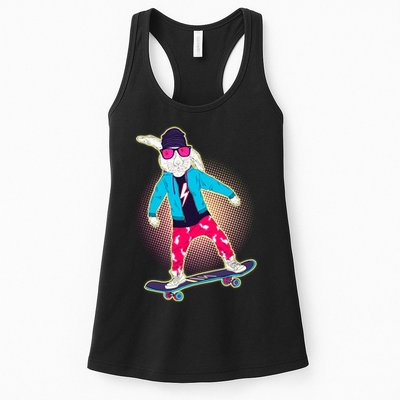 Funny Cool Skateboarding Easter Bunny Rabbit Womens Tank Top