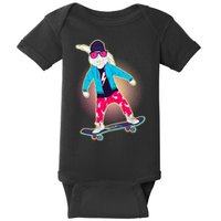 Funny Cool Skateboarding Easter Bunny Rabbit Baby Bodysuit