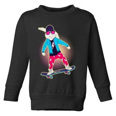 Funny Cool Skateboarding Easter Bunny Rabbit Toddler Sweatshirt