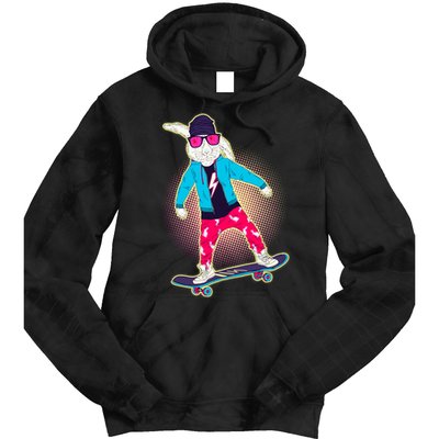 Funny Cool Skateboarding Easter Bunny Rabbit Tie Dye Hoodie