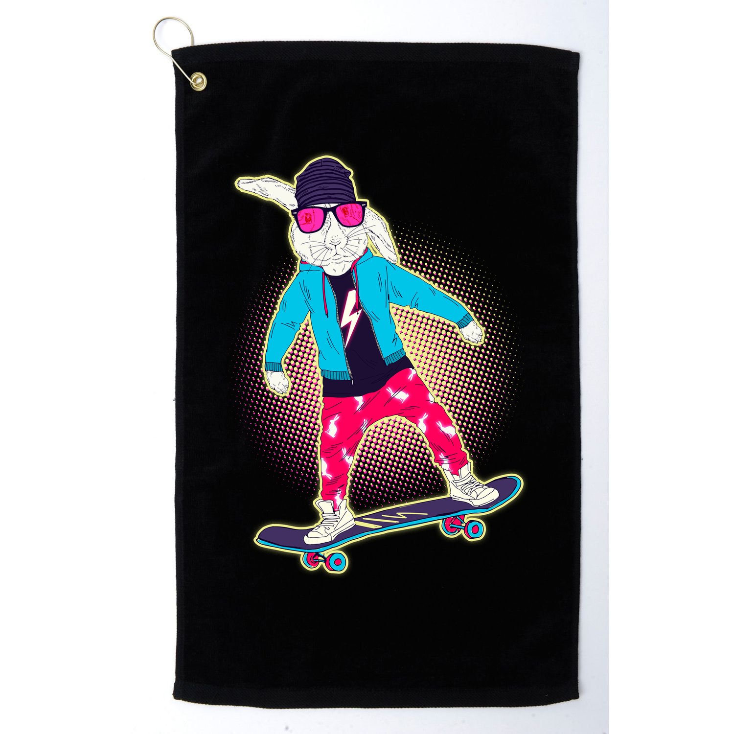 Funny Cool Skateboarding Easter Bunny Rabbit Golf Towel