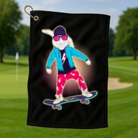 Funny Cool Skateboarding Easter Bunny Rabbit Golf Towel