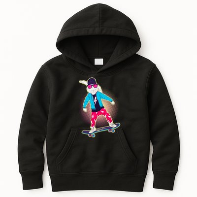 Funny Cool Skateboarding Easter Bunny Rabbit Kids Hoodie