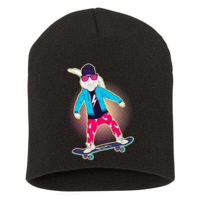 Funny Cool Skateboarding Easter Bunny Rabbit Short Acrylic Beanie