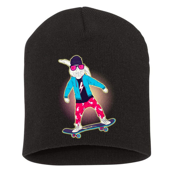 Funny Cool Skateboarding Easter Bunny Rabbit Short Acrylic Beanie