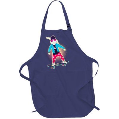 Funny Cool Skateboarding Easter Bunny Rabbit Full-Length Apron With Pockets