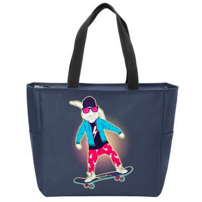 Funny Cool Skateboarding Easter Bunny Rabbit Zip Tote Bag