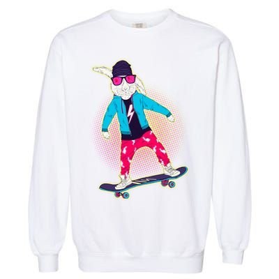 Funny Cool Skateboarding Easter Bunny Rabbit Garment-Dyed Sweatshirt