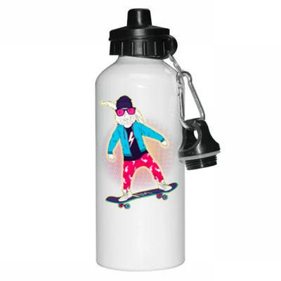 Funny Cool Skateboarding Easter Bunny Rabbit Aluminum Water Bottle