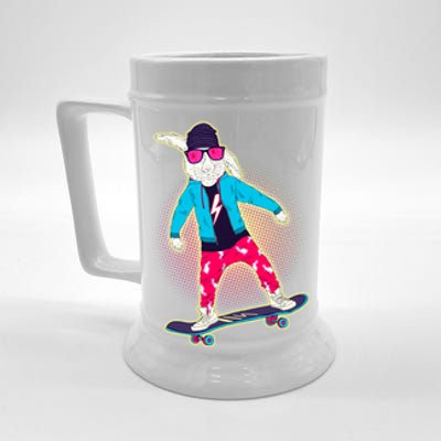 Funny Cool Skateboarding Easter Bunny Rabbit Beer Stein