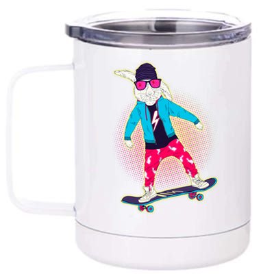 Funny Cool Skateboarding Easter Bunny Rabbit 12 oz Stainless Steel Tumbler Cup