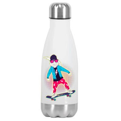 Funny Cool Skateboarding Easter Bunny Rabbit Stainless Steel Insulated Water Bottle