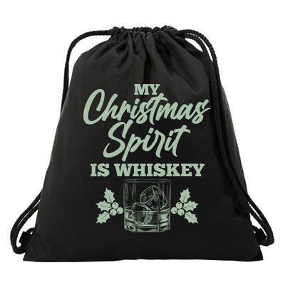 Funny Christmas Spirit Is Whiskey Drawstring Bag