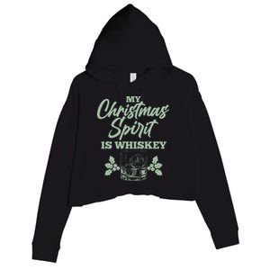 Funny Christmas Spirit Is Whiskey Crop Fleece Hoodie