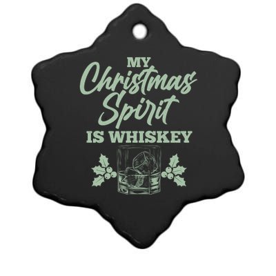 Funny Christmas Spirit Is Whiskey Ceramic Star Ornament