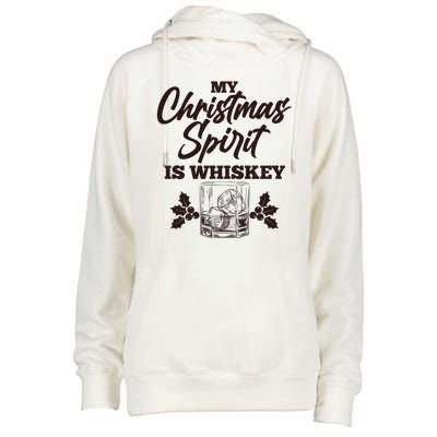 Funny Christmas Spirit Is Whiskey Womens Funnel Neck Pullover Hood