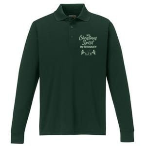 Funny Christmas Spirit Is Whiskey Performance Long Sleeve Polo