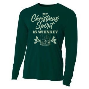 Funny Christmas Spirit Is Whiskey Cooling Performance Long Sleeve Crew