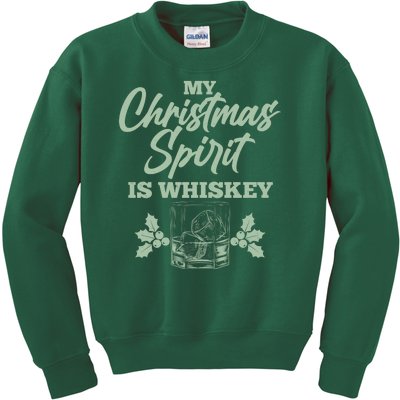 Funny Christmas Spirit Is Whiskey Kids Sweatshirt