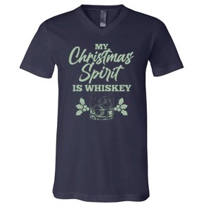 Funny Christmas Spirit Is Whiskey V-Neck T-Shirt