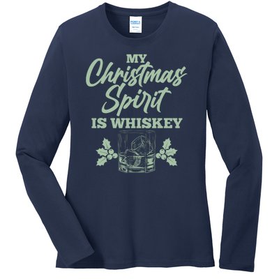 Funny Christmas Spirit Is Whiskey Ladies Long Sleeve Shirt