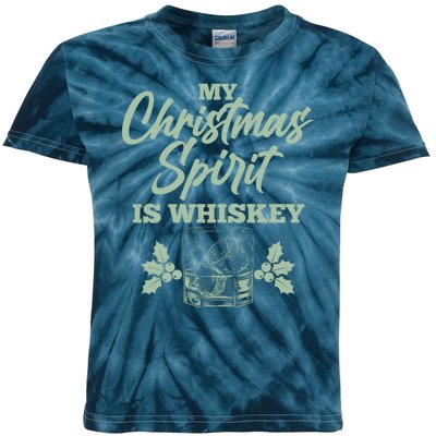 Funny Christmas Spirit Is Whiskey Kids Tie-Dye T-Shirt