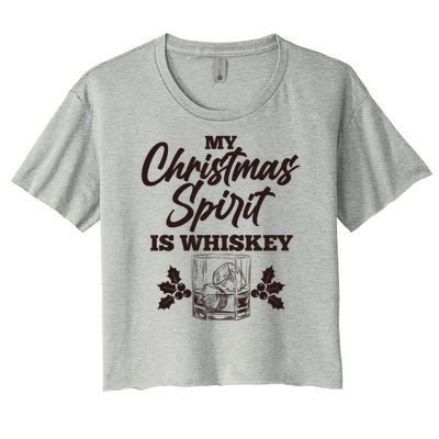 Funny Christmas Spirit Is Whiskey Women's Crop Top Tee