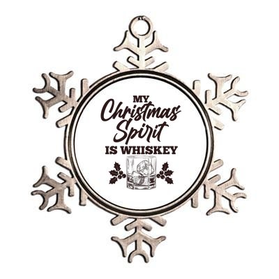 Funny Christmas Spirit Is Whiskey Metallic Star Ornament