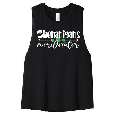 Funny Cute St Patricks Day Shenanigans Coordinator Women's Racerback Cropped Tank