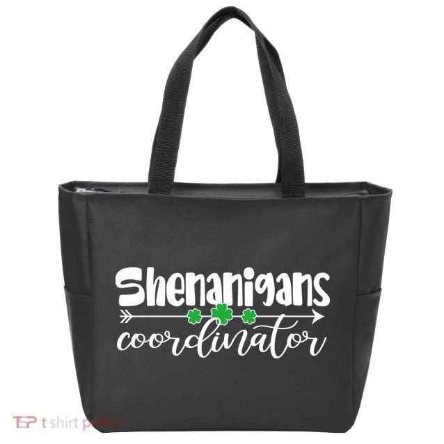 Funny Cute St Patricks Day Shenanigans Coordinator Zip Tote Bag