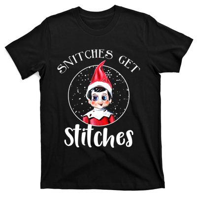 Funny Christmas Snitches Get Stitches T-Shirt