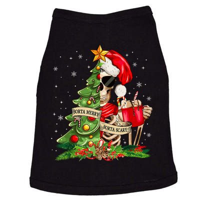 Funny Christmas Sorta Merry Sorta Scary Skeleton Xmas Tree Doggie Tank