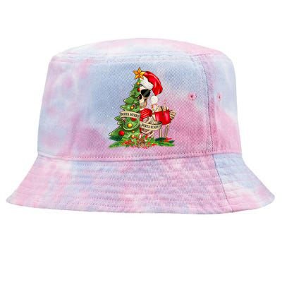 Funny Christmas Sorta Merry Sorta Scary Skeleton Xmas Tree Tie-Dyed Bucket Hat